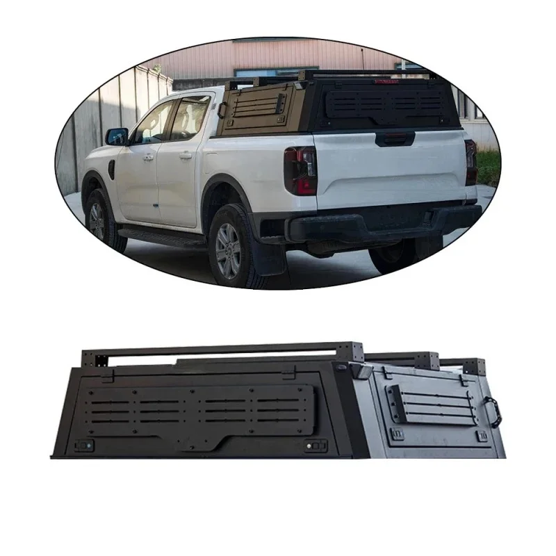 Durable Black Powder Coated 4x4 Pickup Truck Semi‑High Bed Canopy Off‑Road Exterior Modification Parts