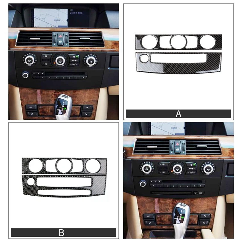 For BMW 5 Series E60 2004-2010 Car Styling Strip Air Conditioning CD Panel Decorative Cover Trim Auto Interior Accessory Sticker view 5