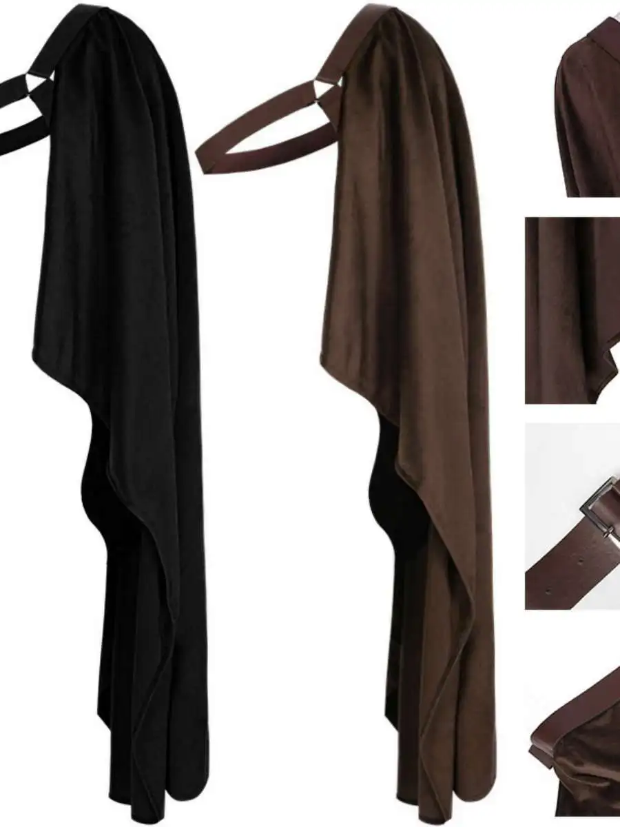 

loween Stage Costume Medieval St Punk oulder awl f oulder Cowl Ne Bla with Belt Women's Ethnic Faion