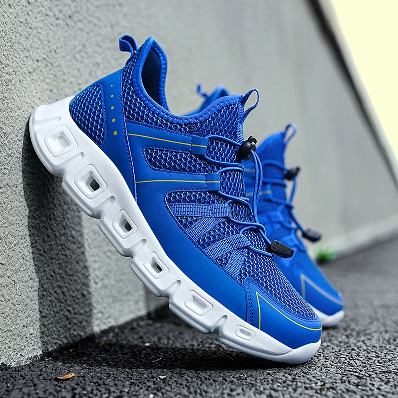 

New Fashion Blue Summer Sneakers for Men Breathable Mesh Trekking Shoes Size 39-48 Beach Outdoor Shoes Men Zapatos De Senderismo