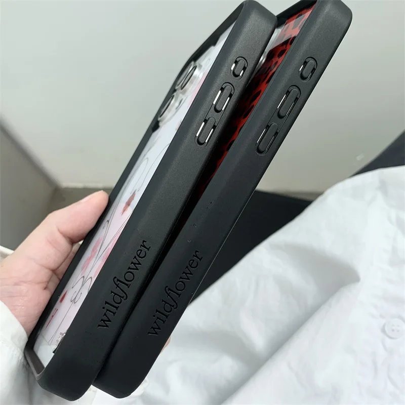 Flor selvagem vermelho meow lilás musgo caso de telefone para iphone 16 15 14 13 12 pro max wf plus poker uma à prova de choque proteger capa traseira funda