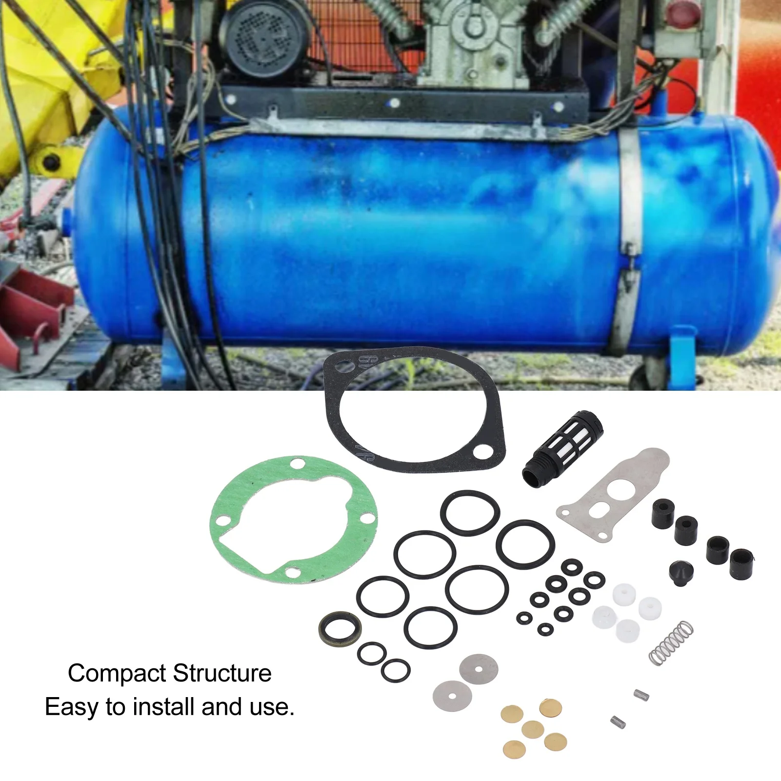 أجزاء إصلاح مضخة الهواء ذات الضغط العالي، قطع غيار حشية ضاغط الهواء المقاومة للشيخوخة، قطع غيار معدنية وبلاستيكية لورشة العمل