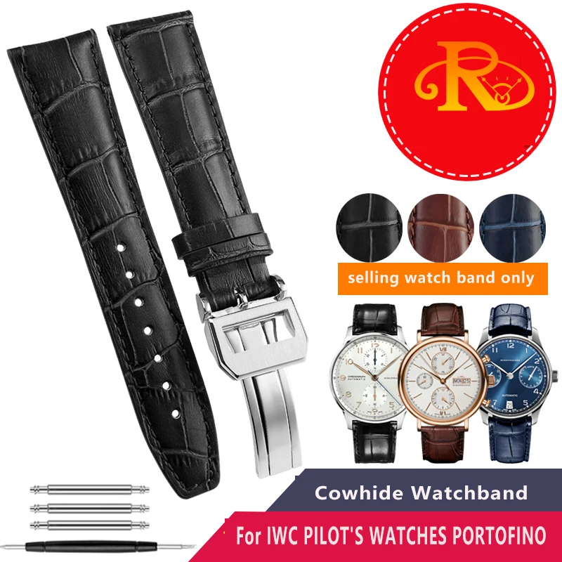 Cowhide Watchband 20mm 21mm 22mm For IWC PILOT'S WATCHES PORTOFINO PORTUGIESER Watch Straps Universal Wristband Belt Accessories