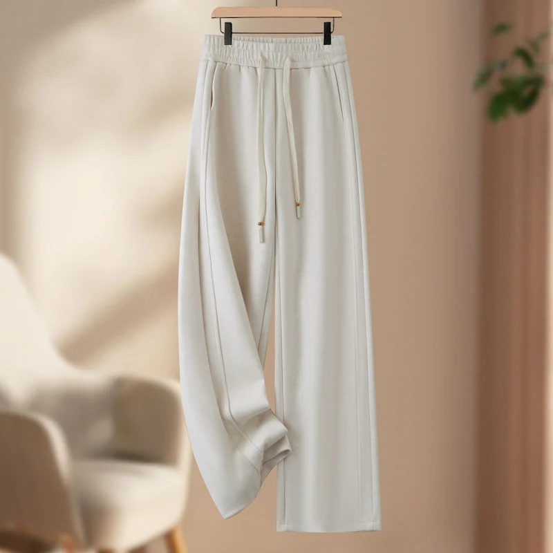 

Fashion Wide-Leg Pants for Women Spring and Autumn Elastic High-Waist Casual Pants Comfortable Loose Versatile Sports Straight-L