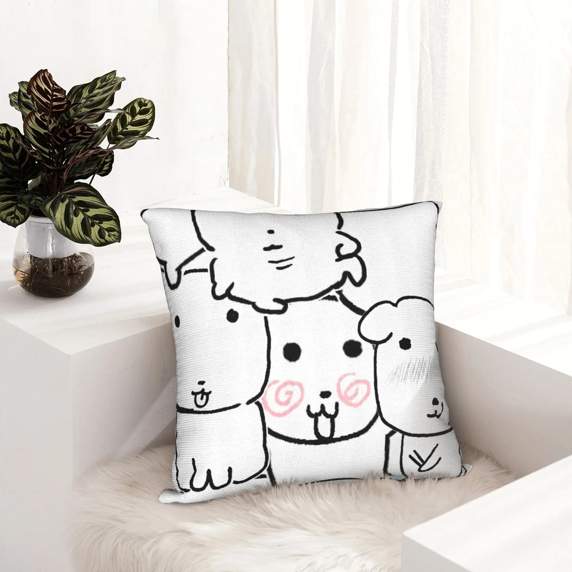 GANADIs Kawaii Korean Cute Animal Pillowcase Printing Polyester Cushion Cover Decorations Pillow Case Cover Living Room  45*45cm