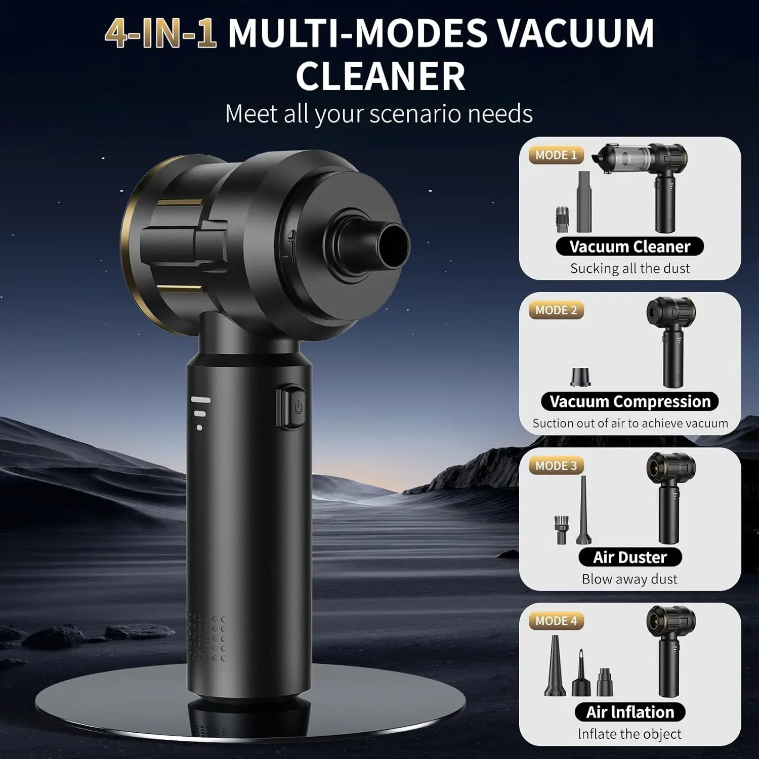 ABS-materiaal Auto-droogstofzuiger op batterijen 120W Handheld draadloze borstelloze motor Elektrisch brilietype voor reiniging