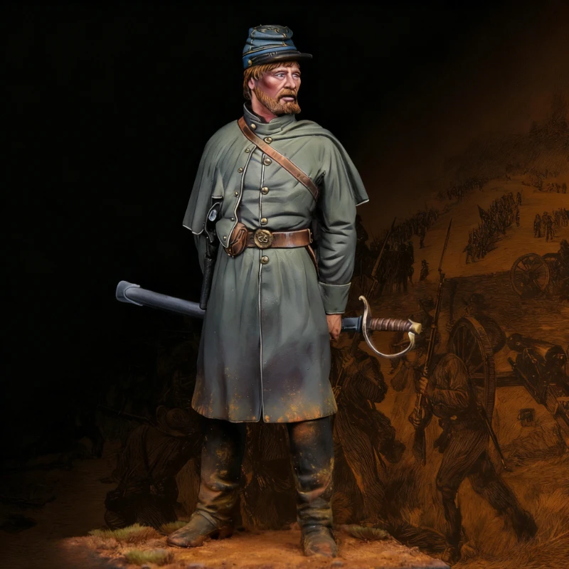 Kit de figurines en résine moulée sous pression, échelle 1/24, ancien officier d'infanterie, jouets miniatures, non assemblés, non peints, Diorama à monter soi-même