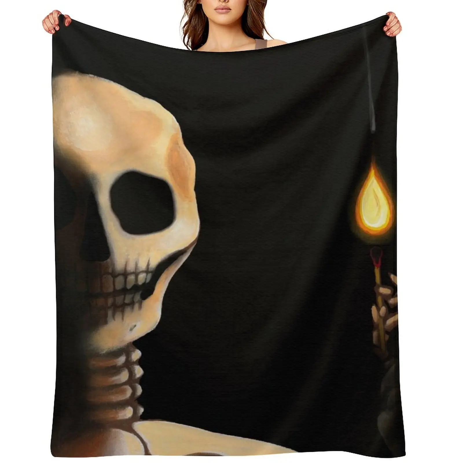 

Into the Further - Skeleton with Match in the Dark Throw Blanket halloween Sleeping Bag Luxury Brand Flannel Fabric Blankets