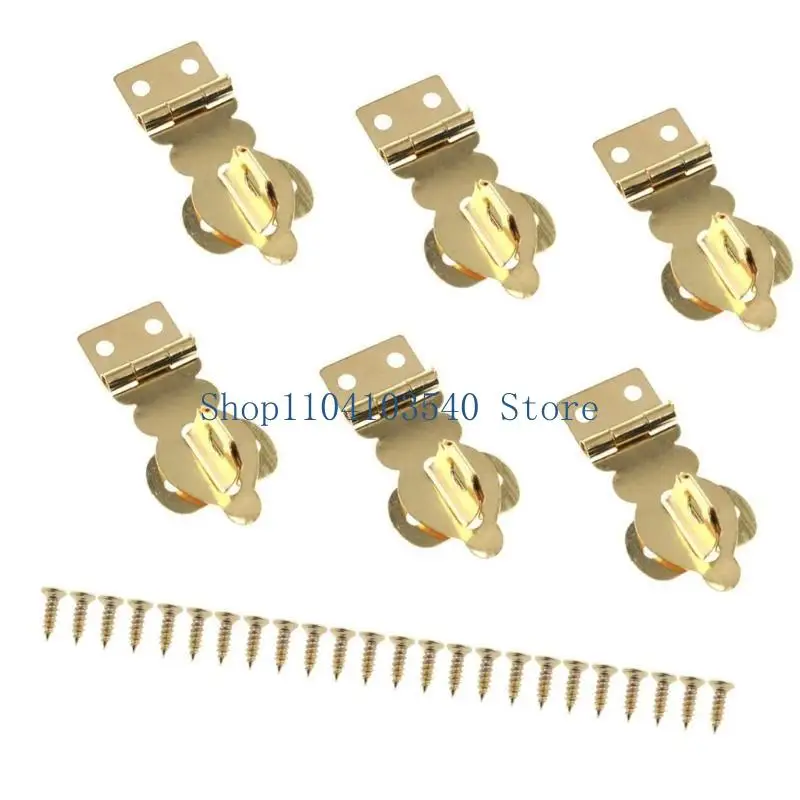 02DC 6PCS GOLD HASP LOCK MINI BRASS LANCHES FACKES FOR CIRCELETS & LAGGAGE