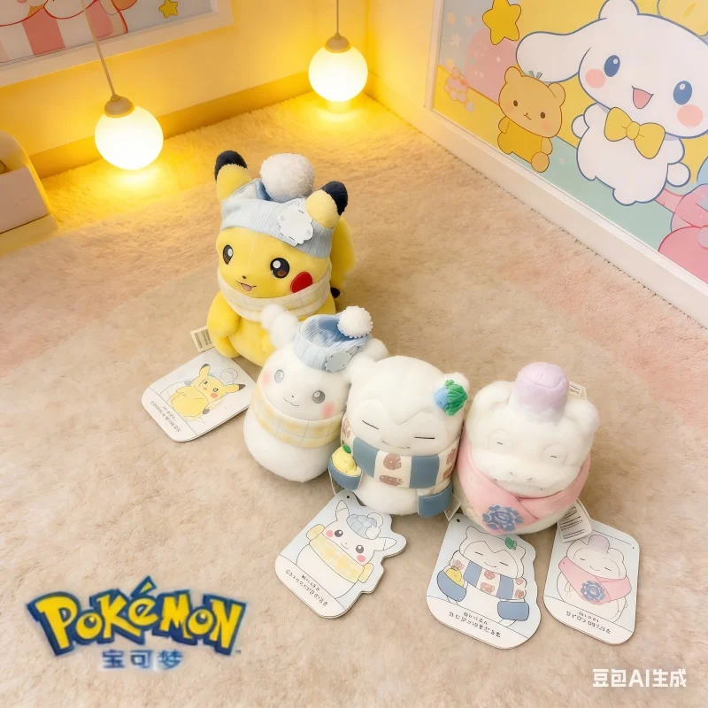 

Оригинальная плюшевая игрушка из серии Pokémon "Давайте построим снеговика" – Пикачу, Слоупоук, Снорлакс. Милая коллекционная аниме-фигурка, декоративная игрушка.