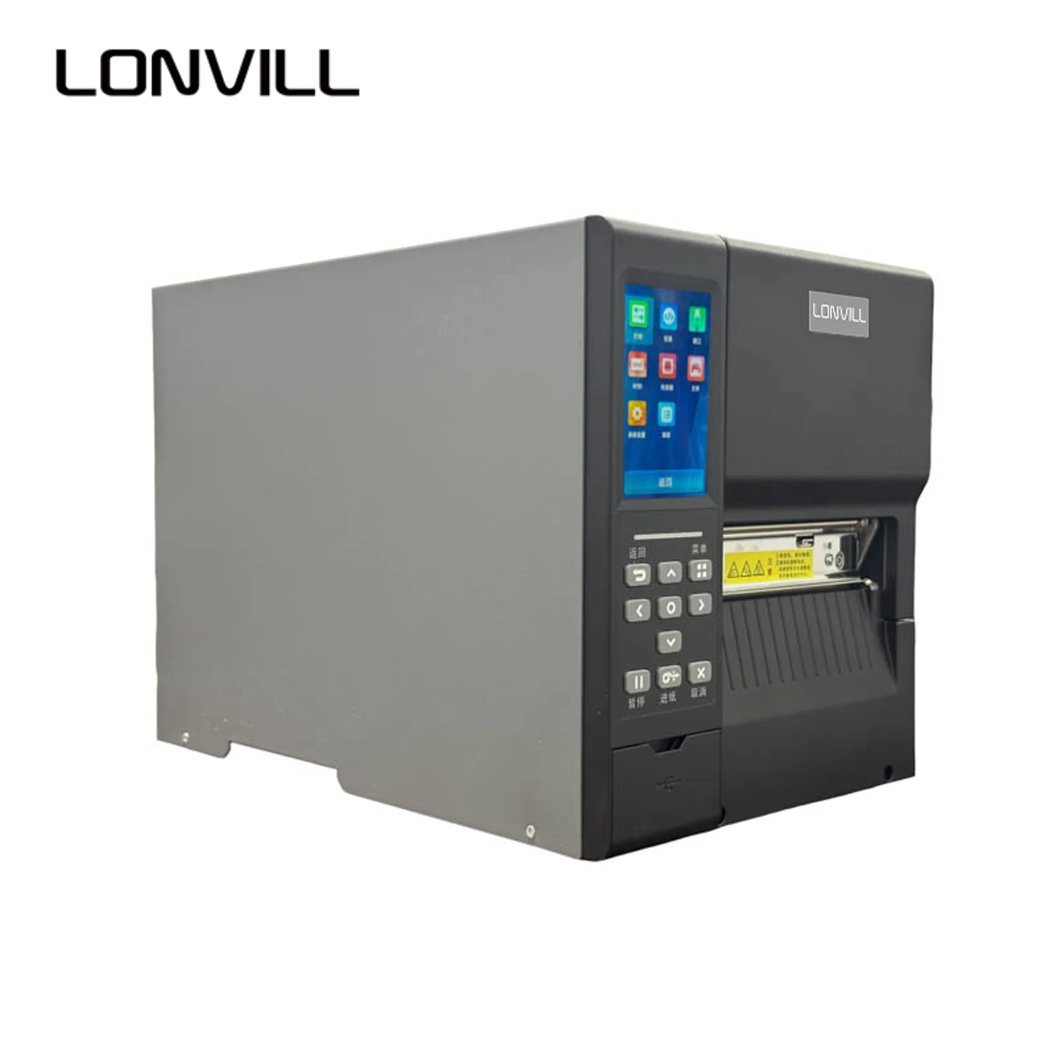 LONVILL Thermal Transfer Label Printer 12IPS 600dpi 4 Inch Touchscreen Industrial RFID Printer for On-Metal Smart Label Encoding