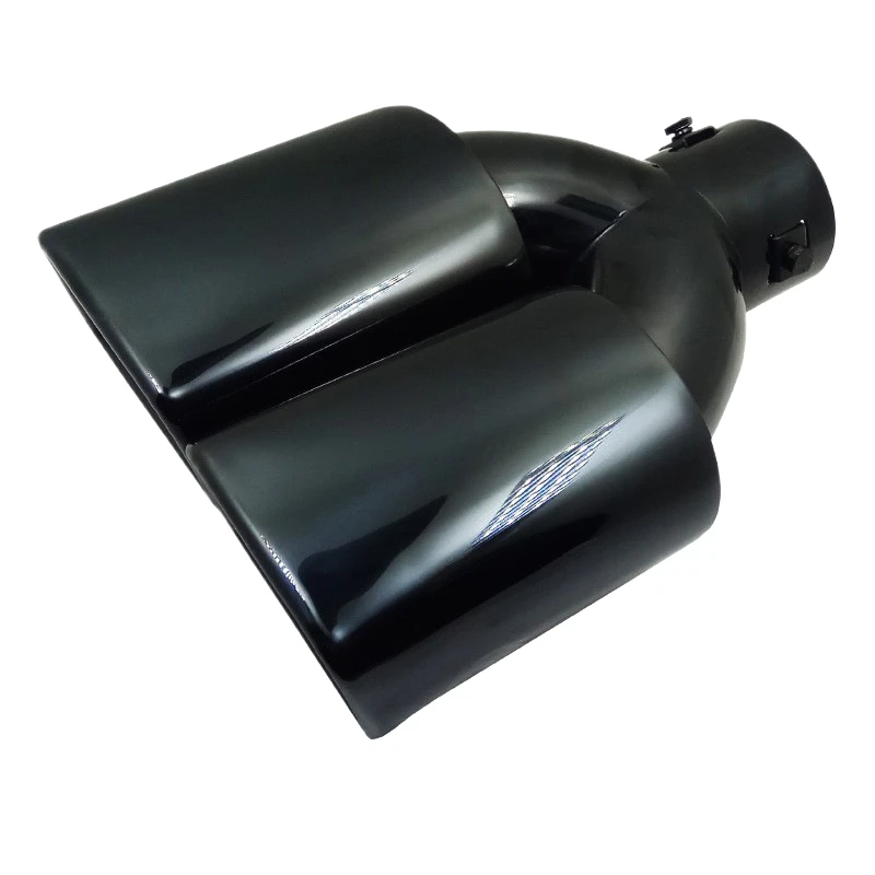 Universal 60mm Car Exhaust  muffler Rear Exhaust Tip Tail Pipe Muffler Black Outlet Stainless Steel Car Accessories