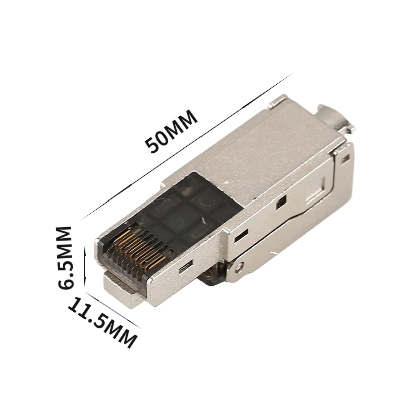 RJ45,8 p8c tool free CAT.7, cavo di rete adattatore perforato con testa in cristallo guscio in metallo in lega di zinco con coperchio protettivo