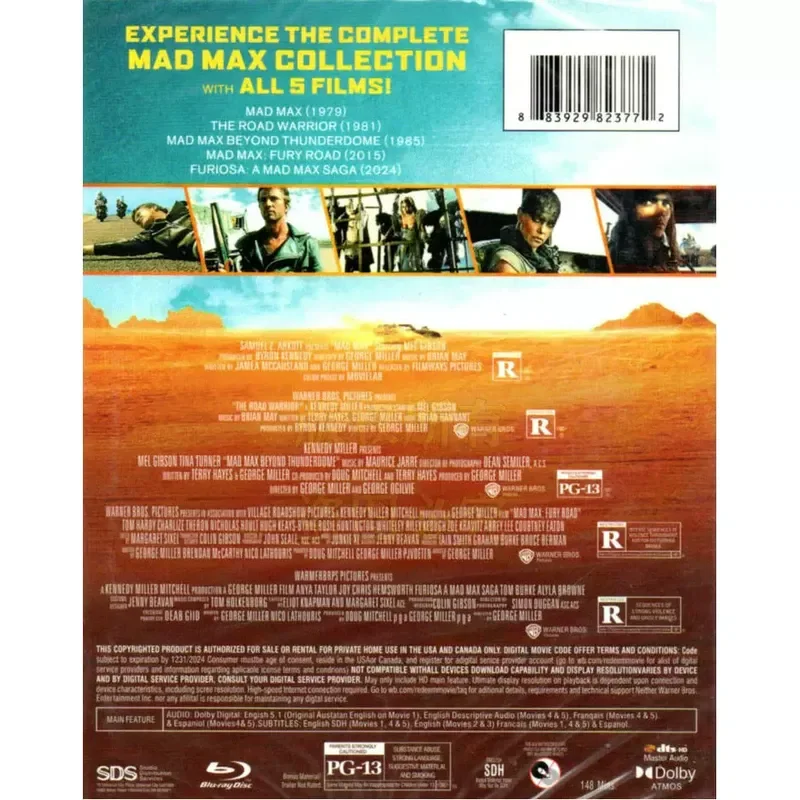 American Science Fiction Action Adventure Movie Mad Max Five Movies Blu-ray BD High Definition 5 Discs