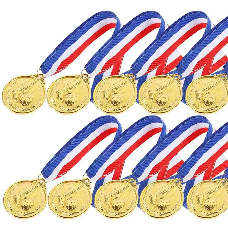 Médaille de football en alliage de zinc, prix d'or, prix de la noix de coco, fête des étudiants, cadeaux de football, métal, coupe de football, 12 pièces