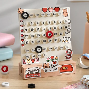 Ins Creative Time Perpetual Tischkalender, manuell, Acryl, handgefertigt, Diy-Ring, Schreibtischkalender, Heimdekoration, Datumsrekord, Geschenkset