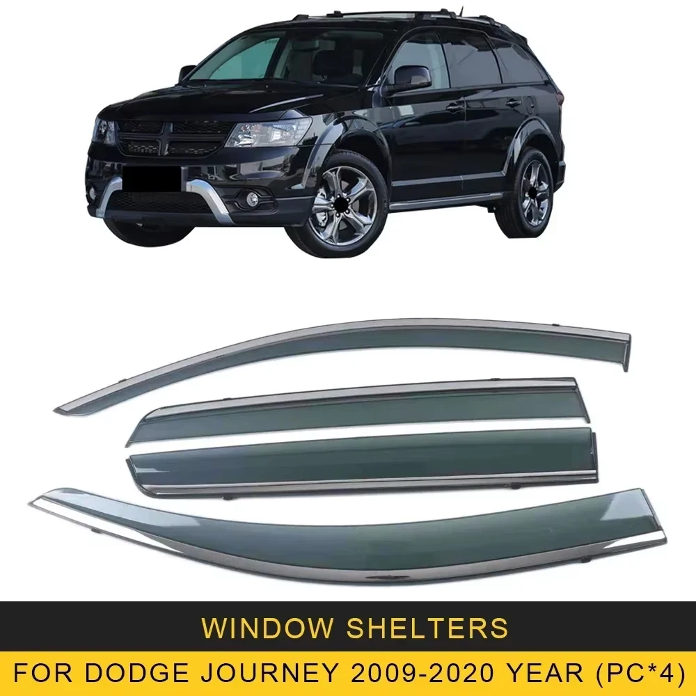

Chrome Strips Rain Guards for DODGE Journey 2008-2020 Window Visor Wind Deflectors Door Visor Vent Shades Ventvisor