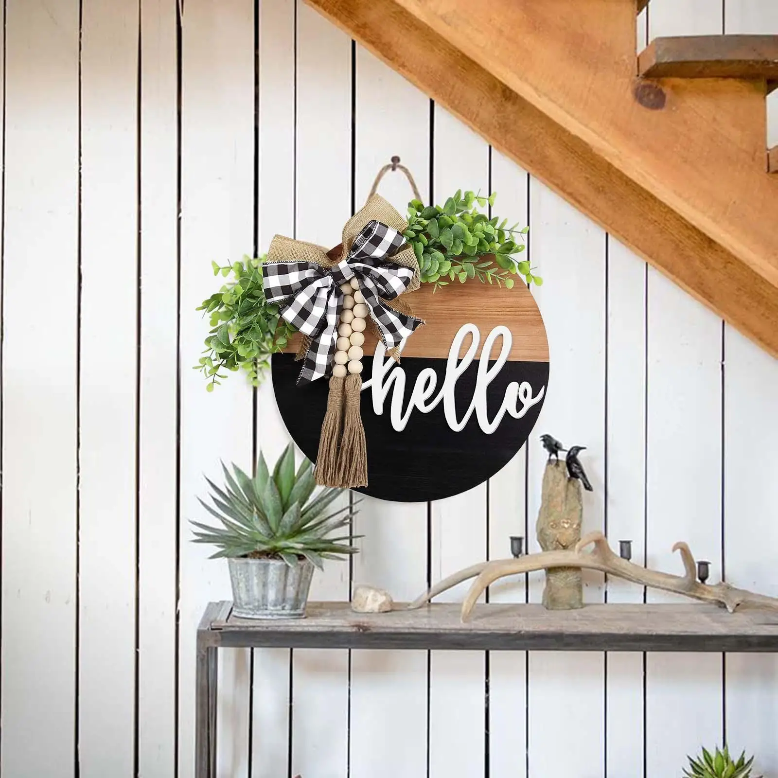 Front Door Signs 30x30cm Door Wreath for Outdoor Farmhouse Decor