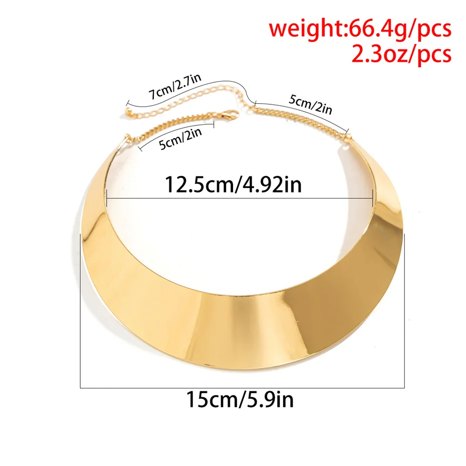 Übertrieben Chunky Metall Draht Drehmomente Choker Halskette Frauen Kragen Punk Gold Farbe Breite Glatte Kette Schmuck Bijoux Steampunk – Detail 10