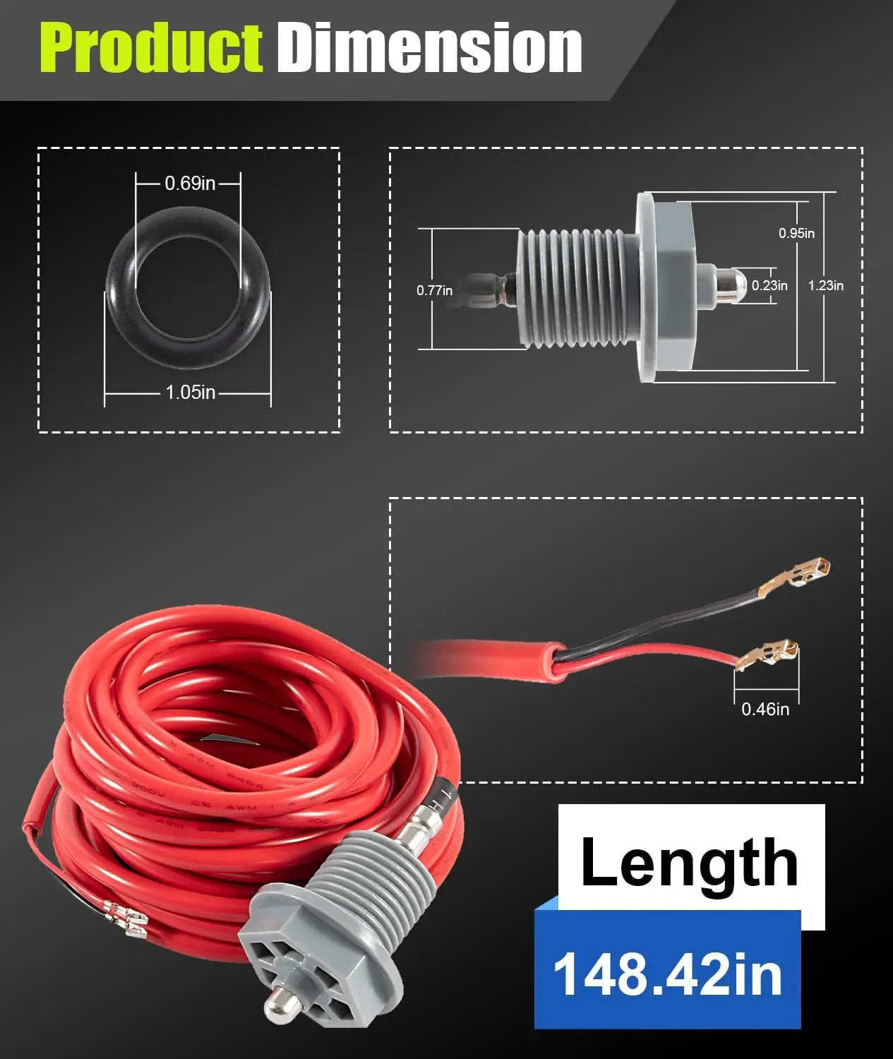 TM 6600-167 Temperature Sensor with Curled Finger Connectors & 6540-228 O-Ring, Fit for Sundance Spas and Jacuzzi Hot Tubs