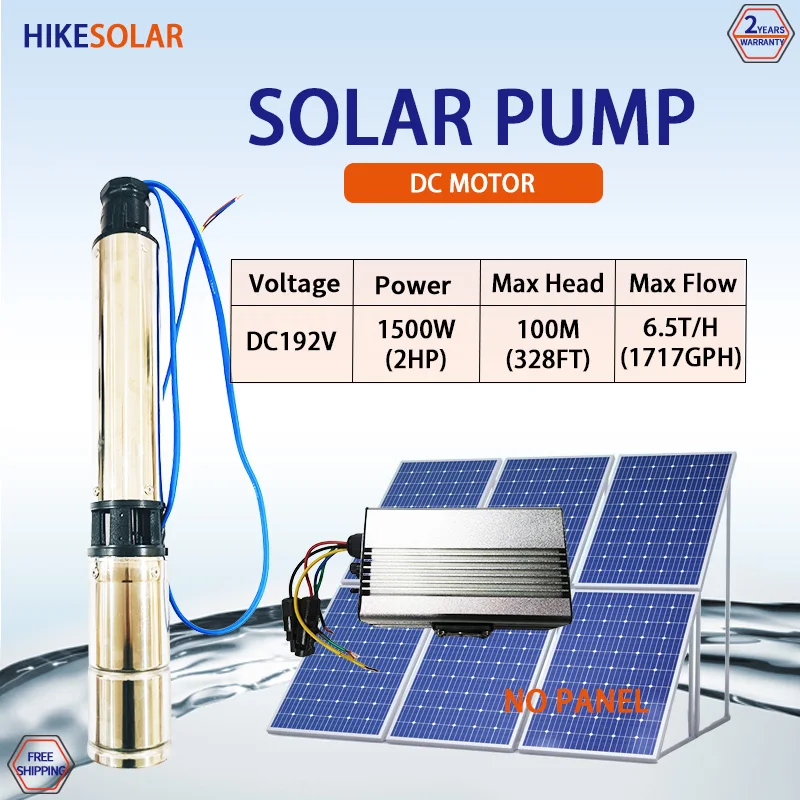 

Солнечный водяной насос SS304 2HP, погружной двигатель постоянного тока для глубоких скважин для перекачки реки, бытовой мойки автомобилей, сельскохозяйственного орошения