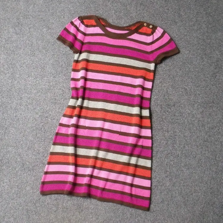 

Pure Cotton High Elastici Fine Needle Mid-Length Knitted Dr Small Size Children's Clothing Sweet Sle Spring Season