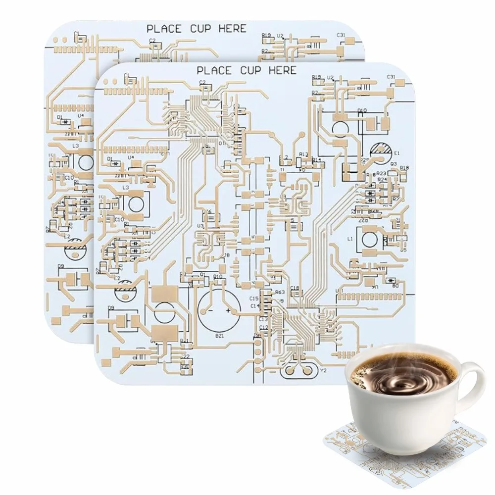 Personalized Square Circuit Board Coaster Creative Fiberglass Cup Mat Heat Resistant Insulation Pad Office