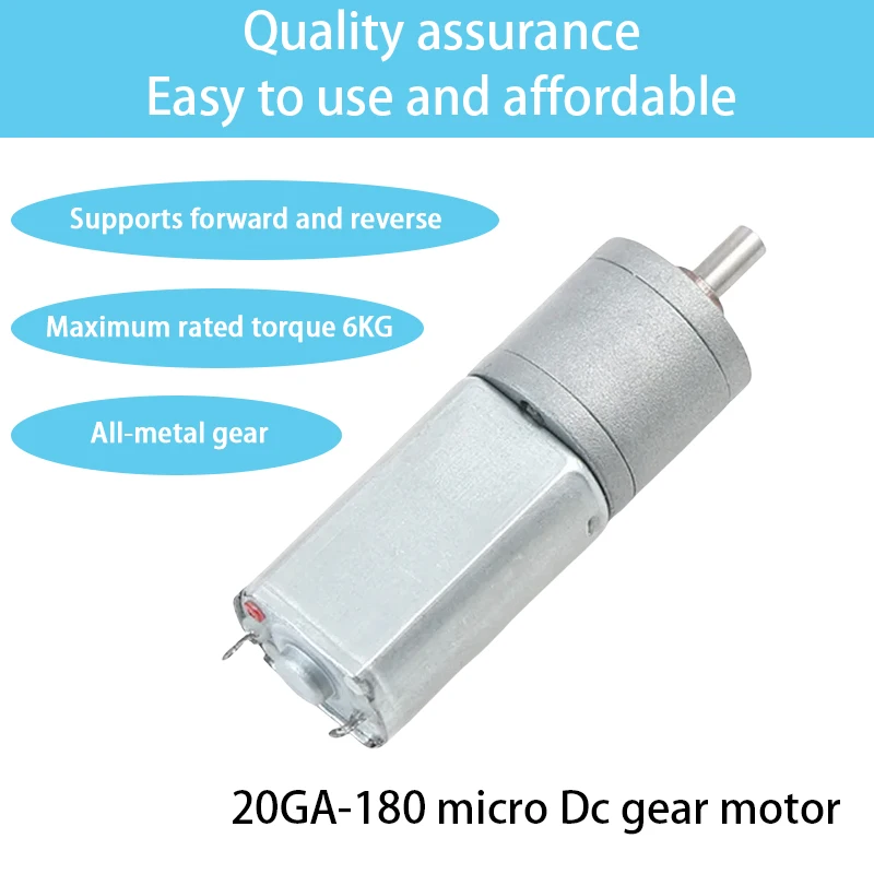 JGA20-180 Carbon Brush Long Life Micro DC 6V/12V/24V  Gear Motor Gear Motor Ultra Low Speed Motor High Torque 20-344RPM