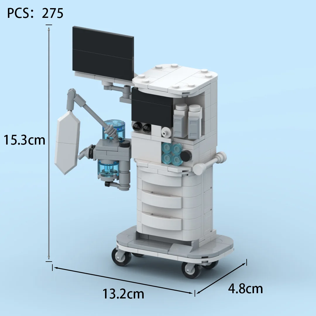 MOC Simulation Anesthesia Machine Building Block Model  Assembly Medical Equipment Ornament Children's Educational Toys - view 6