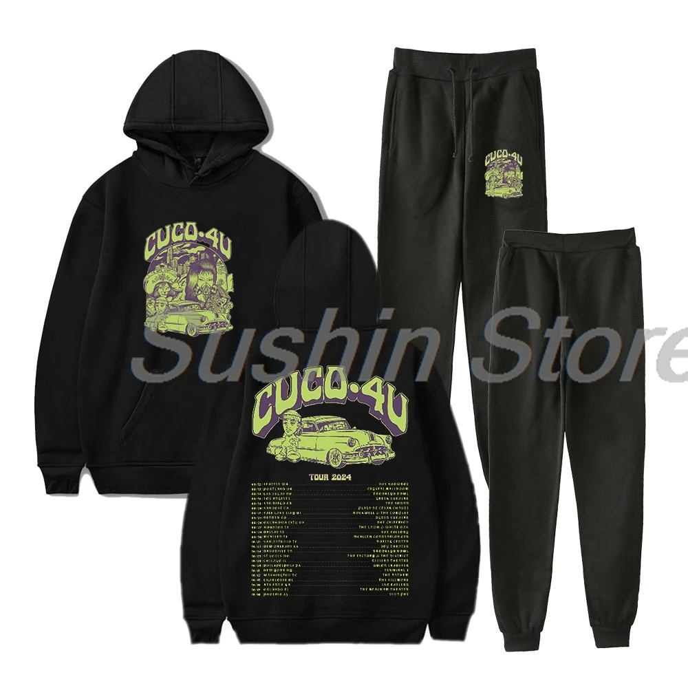 Cuco 4U Tour 2024 Merch Hoodie Jogger Pants Two Piece Set Sweatshirts+Sweatpants Women Men's Set