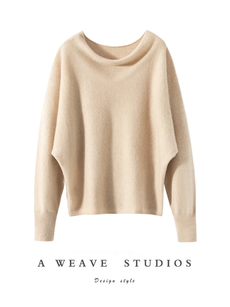 

CHICUU Luxury Women 100% Cashmere Sweater Batwing Sleeve Grace Style Pullover Autumn Winter Soft Comfy Cashmere Knitwear Tops