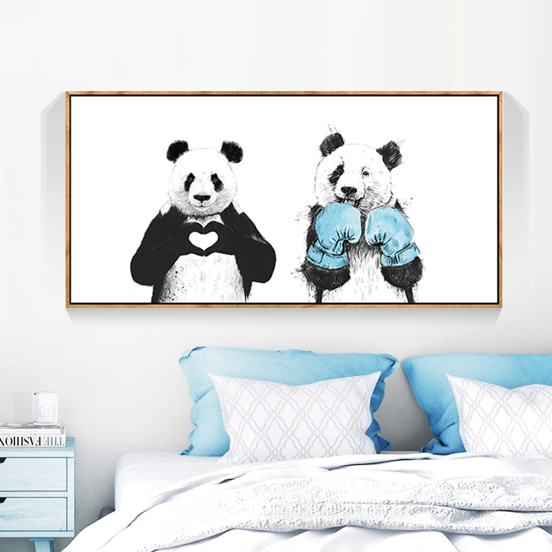 Nordic Creative Animal Mr. bear Red Nose Dog Panda Bedside Horizontal Decoration Bedside Sofa Home Background Wall Decoration