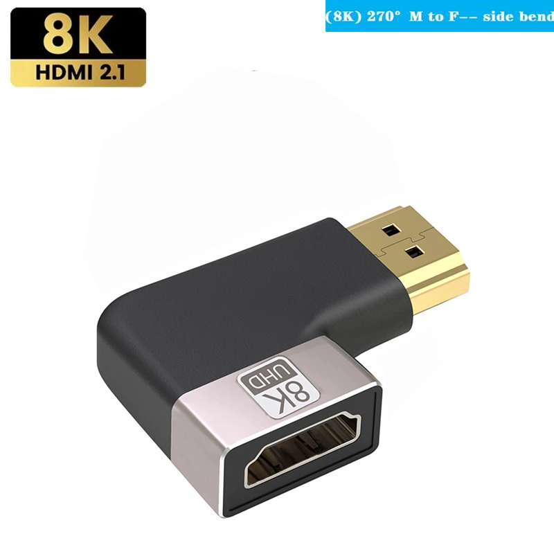 8K HDMI 2.1 Adapter 90 270 Graden Haakse Man-vrouw Converter HDMI Kabel Uitbreiding Connector Voor TV laptop PC Monitor