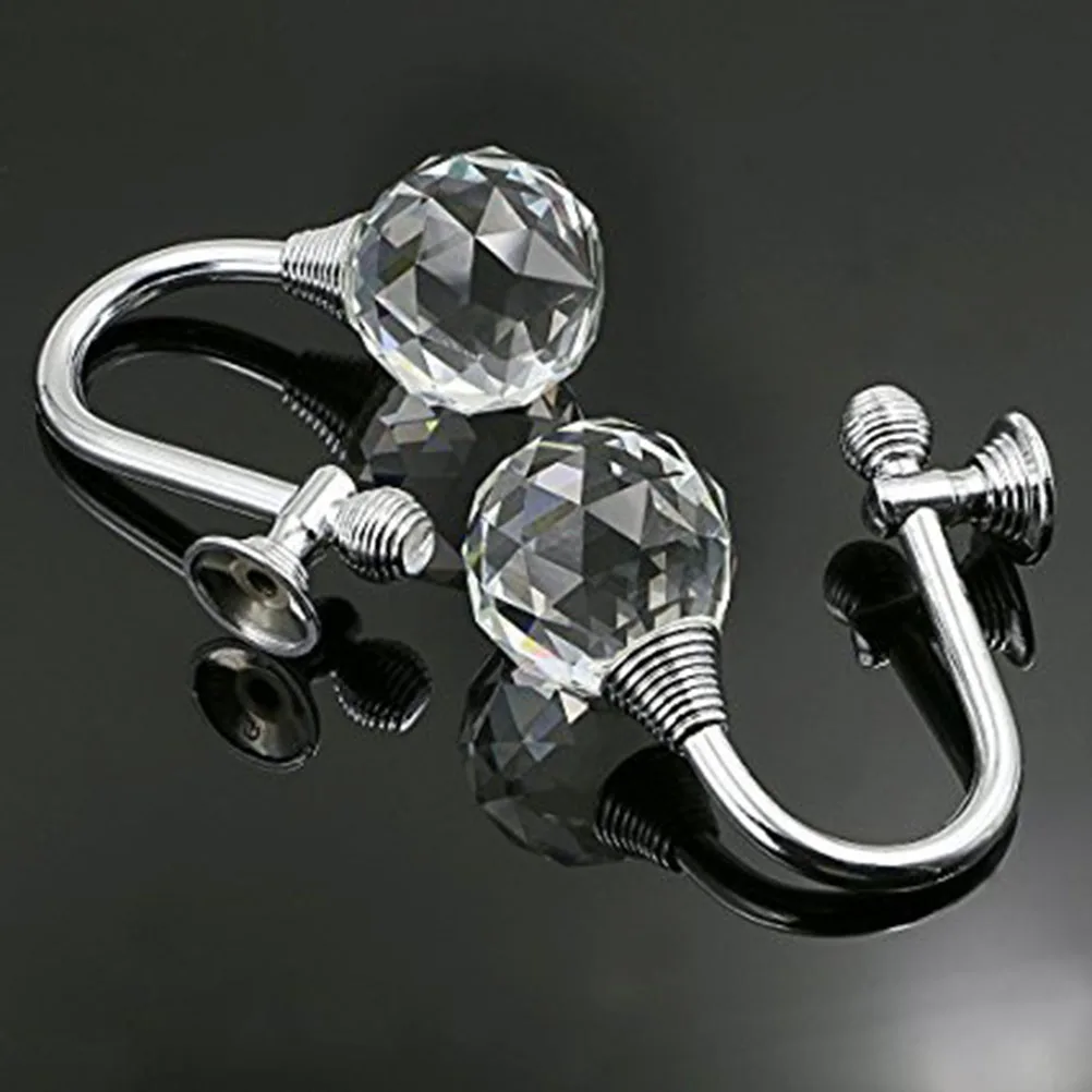 

2 pcs Crystal Curtain Tiebacks Decorative Hooks Wall Mounted Multi Use Clear Screw Included Home Decor Accessories