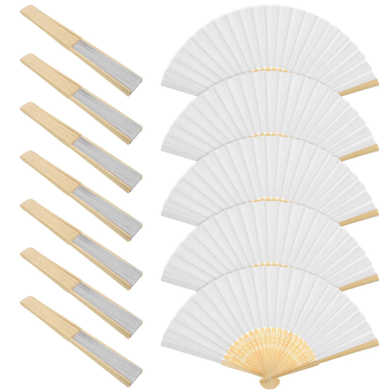

12 шт. пустых китайских складных вееров, портативные, для танцев, вечеринок, декоративный реквизит для женщин, для свадебных выступлений, складные веера