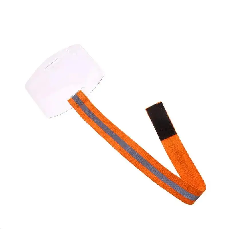 جديد حامل البطاقة البلاستيكية عاكس معصمه معرف الذراع قابل للتعديل شارة شريط مرن #3