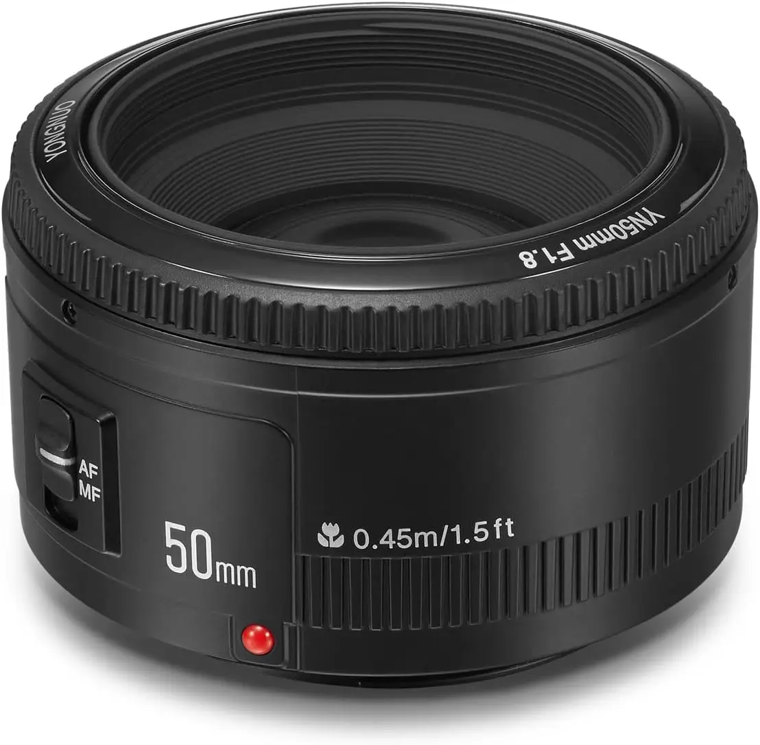 Lente Principal Estándar YONGNUO YN50mm F1.8 Automática para Cámaras Nikon con Montura F D7200 D90 D750 D610 DSLR, para Cámaras Canon 6D 90D 80D DSLR