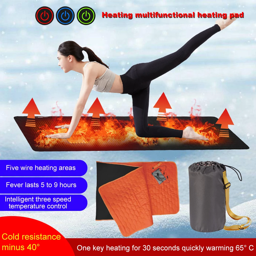 

USB Heating Sleeping Mat Outdoor Electric Heating Pads 3-Level Adjustable Camping Tent Sleeping Mattress Thermalpad Foot Warmer