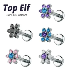 2024 ASTM F136 Titanium Flower Stud Earrings Piercing 16G CZ Tragus Cartilage Helix Conch Ear Stud Body Jewelry For Women Man