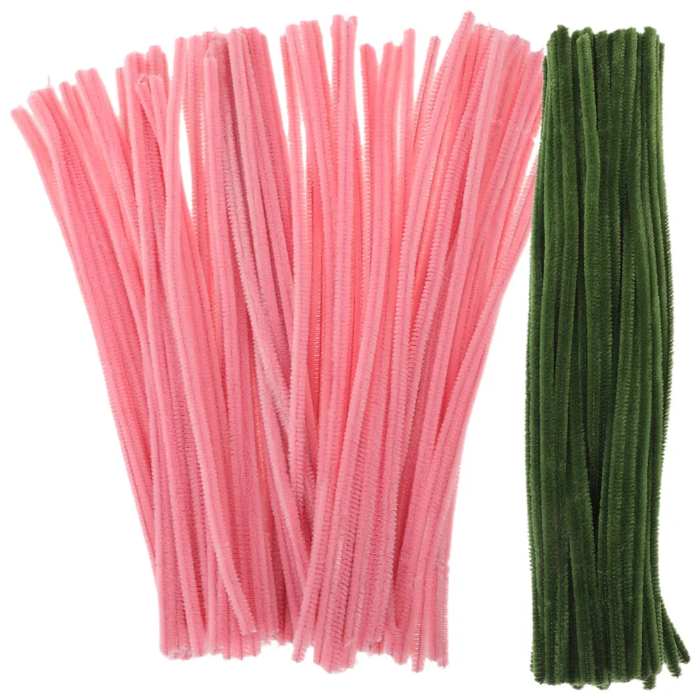 

200 Pcs Green Pipe Cleaners Craft Twist Bar Twisting Sticks Supplies Rose Child