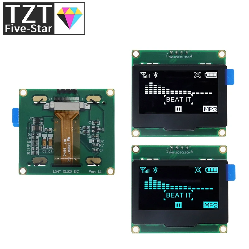 Imagem -06 - Placa de Tela Oled com Moldura de Ferro 54 Polegada Pinos Spi Iic Interface I2c Driver Spd0301 128x64