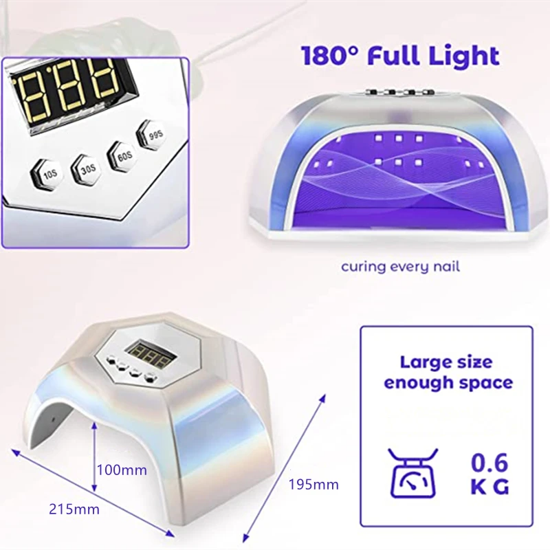 66LEDs Powerful Nail Dryer UV LED Nail Lamp For Curing Gel Nail Polish With Motion Sensing Manicure Pedicure Salon Tool