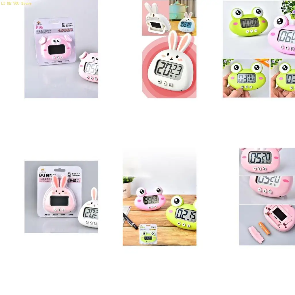 W3JE Digital Timer Cartoon Animal Countdown-Timer Kitchen Alarm Clock Multifunction Time-Reminder-Digital Cooking Timer