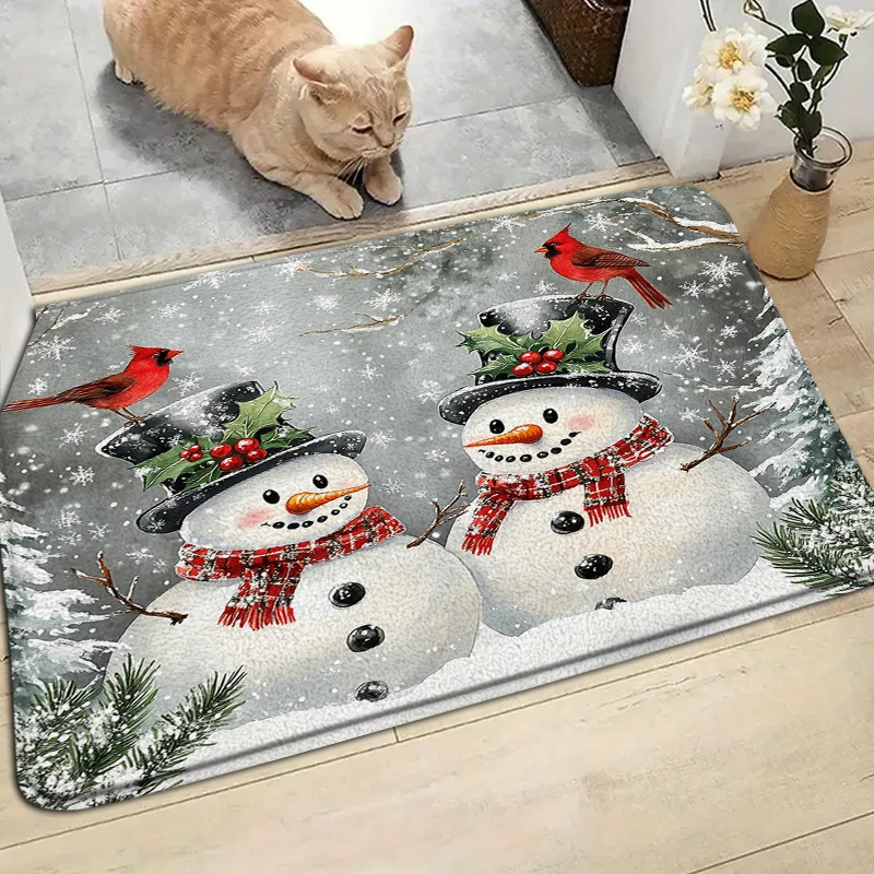 

Lovely Snowman Doormat Christmas tree Merry Christmas Carpet Home Living Room Soft Rug Bathroom Mat Kitchen Anti-Slip Floor Mat