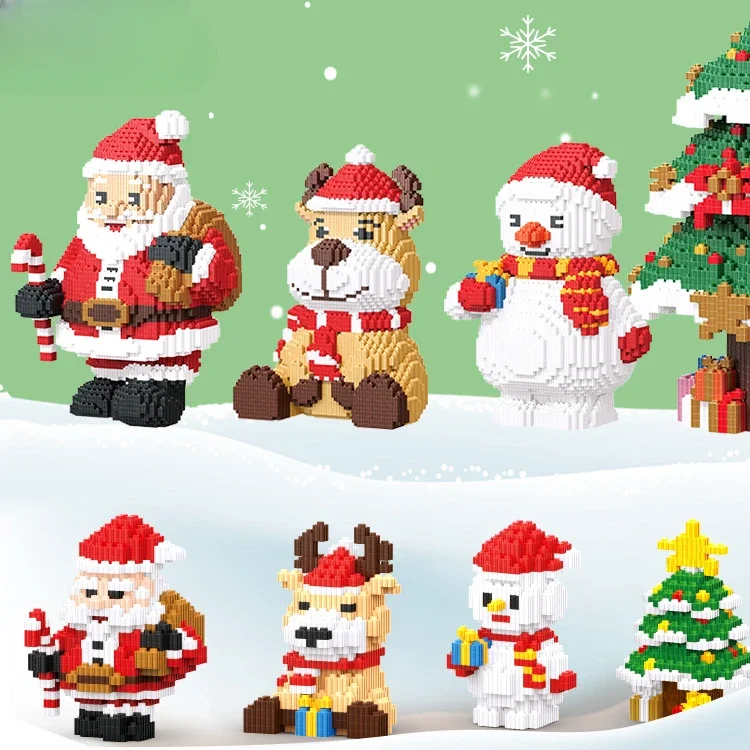 

Конструктор Санта-Клаус для сборки, лось, рождественская елка, Креативные украшения, пазл для взрослых и детей, игрушки, рождественские подарки