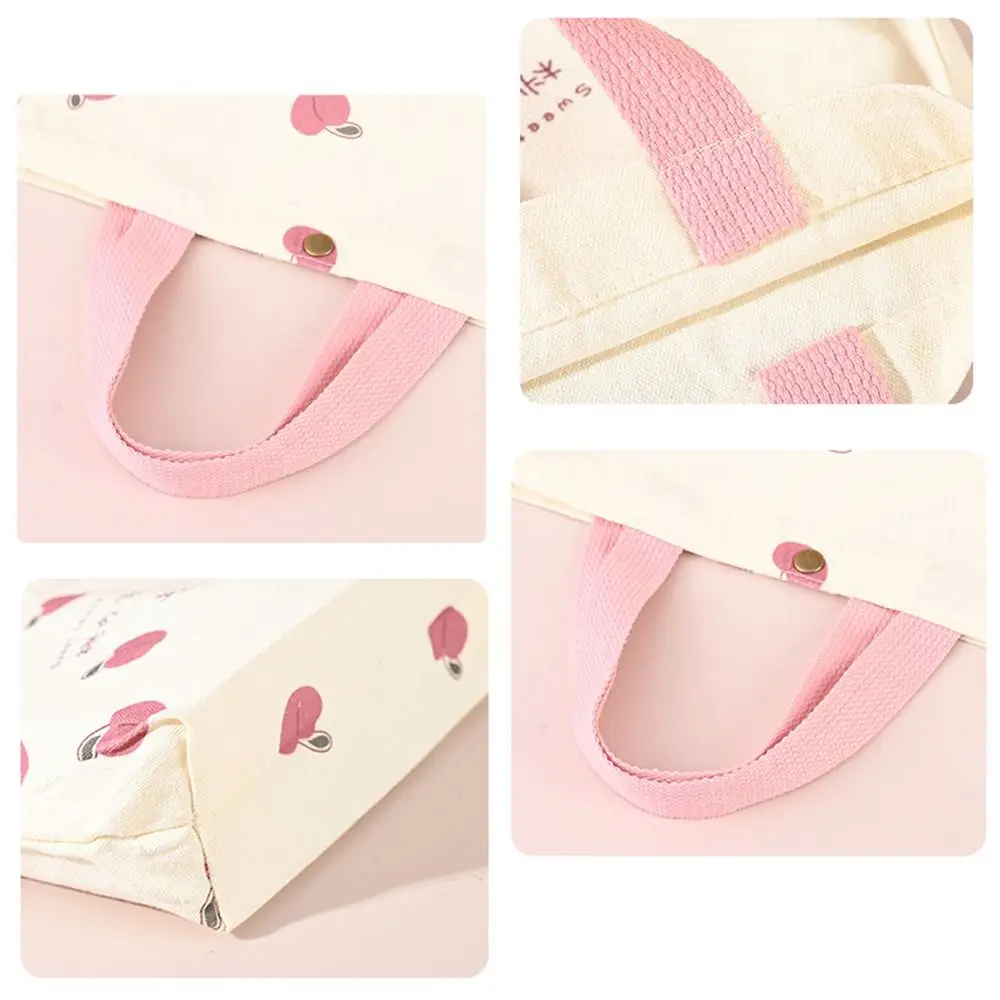 Fashion Peach Canvas Tote Bag Canvas Big Capacity Mini Handbags Cartoon Lunch Bag Travel view 4