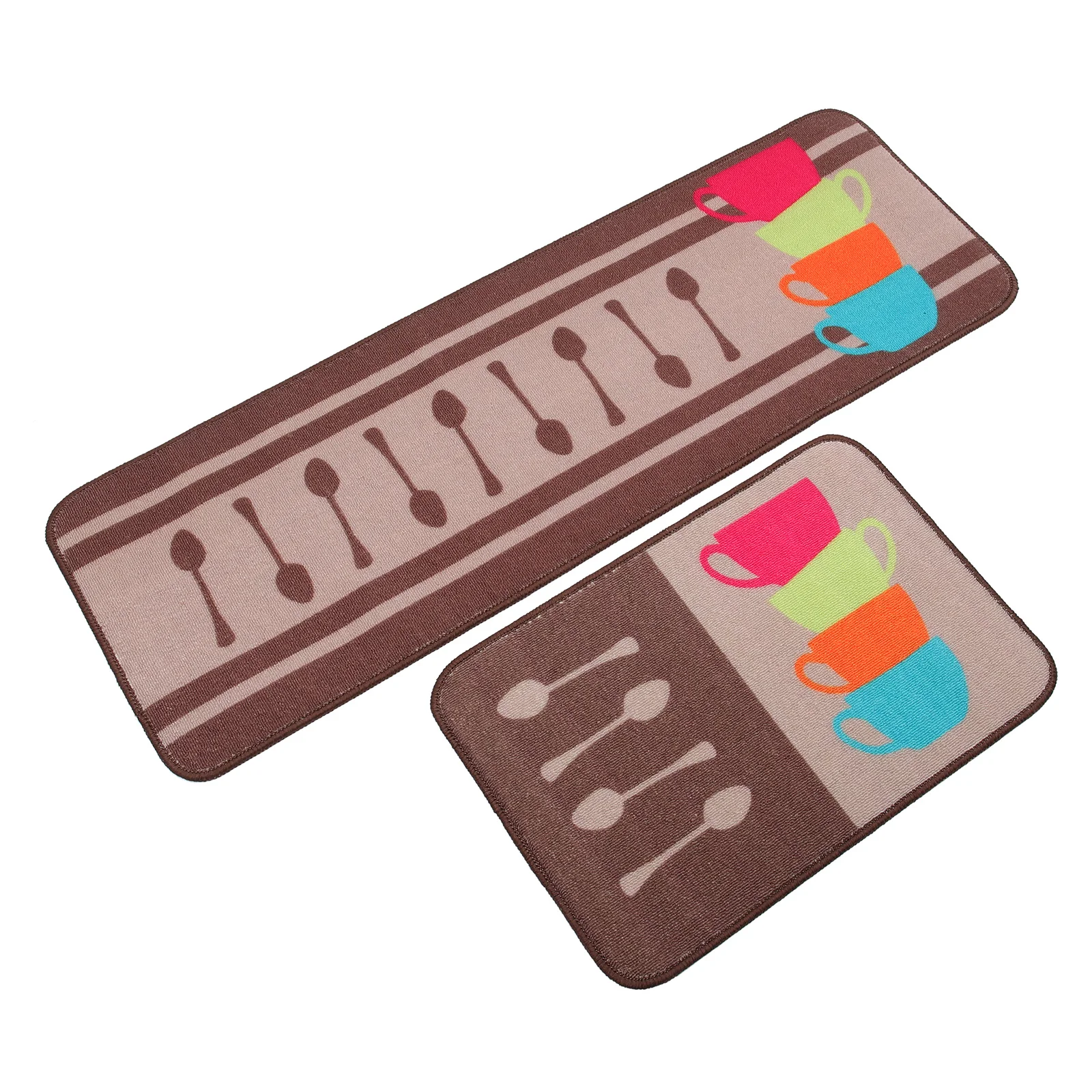 

2 Pcs Kitchen Floor Mat Polyester Decor Oil Proof Rug Decorative Kitchen Rug Durability Anti-Slip Foot Pad