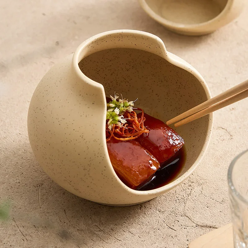 Ceramic Floral Decoration Plate, Restaurant Irregular Mood Plate, High-end Creative Ceramic Cold Dishes, Kitchen Utensils