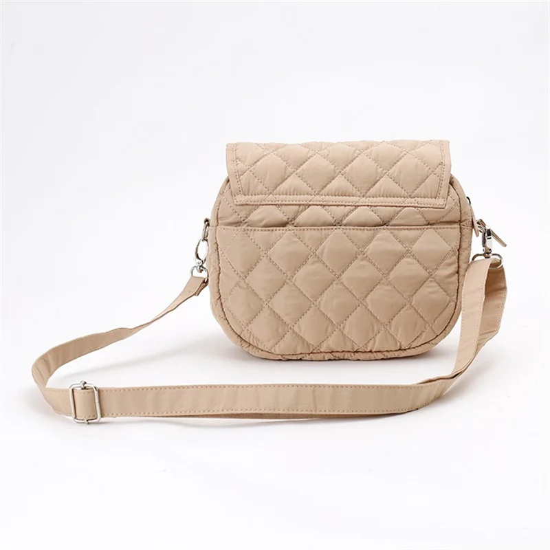 Marron Cream Crossbody Bags for Women Young Girls Quilted Small Shoulder Messenger Bag Kawaii Cute Saddle Bag