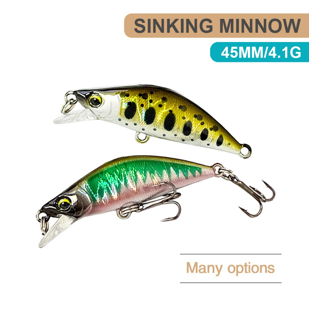 4.5cm 4.1g Fishing Lures Sinking Micro Minnow Wobbler Artificial Hard Bait Jerkbait Mini Fishing Accessories Trout Bass MN602